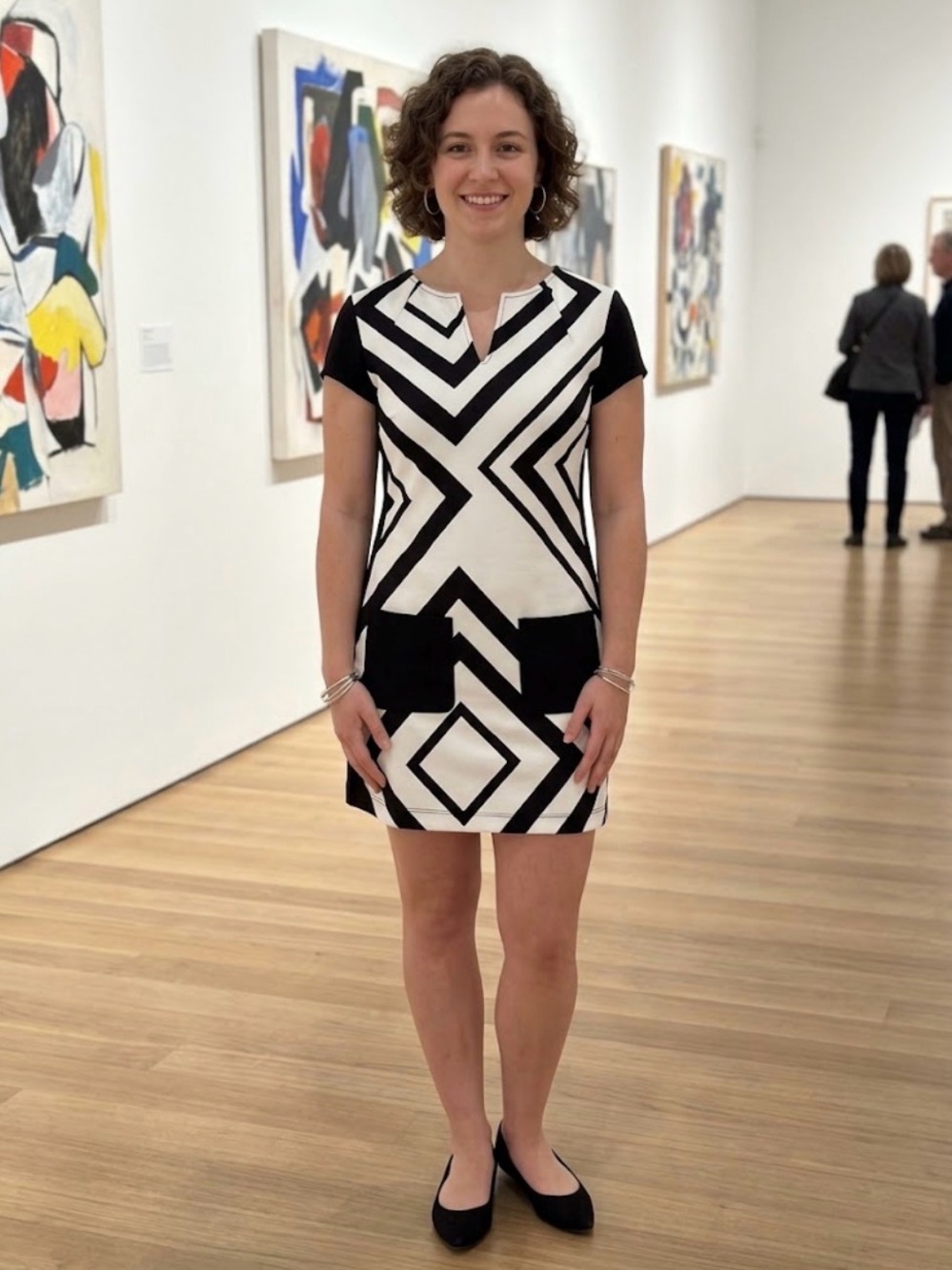 le chateau Black and White Geometric Mini Dress
